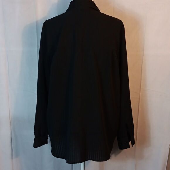 Black Simi Sheer Striped Button-Up Blouse - Picture 3 of 6